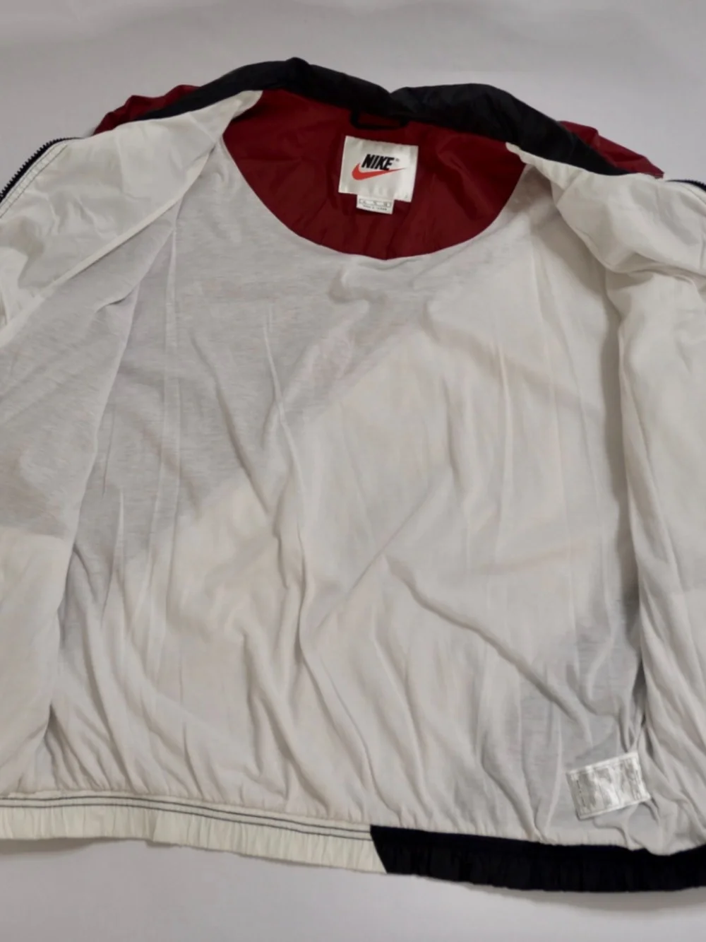 Vintage 90s Nike Windbreaker Jacket Color Block Swoosh Maroon Black White Men L